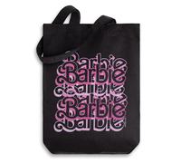 Barbie Womens Black Tote Bag | Repeat Cartoon Print Shoulder Bag | Streetwear Accessory with Character Branding | Unisex Canvas Carryall Merch