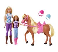 Barbie Toy Horse & Doll Set, Barbie & Stacie with Helmets & Riding Accessories