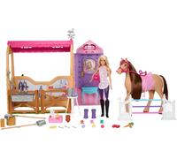 Barbie Toy Stable Playset with Doll, Horse & Accessories, 25+ Pieces with 6 Are