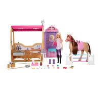 Barbie Toy Stable Playset with Doll, Horse & Accessories, 25+ Pieces with 6 Areas of Play, Inspired by Barbie Mysteries: The Great Horse Chase, HXJ44