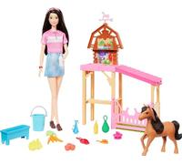 Barbie Toy Stable Playset with Fashion Doll, Small Toy Pony & 10+ Accessories, Inspired by Barbie Mysteries: The Great Horse Chase, HXJ40