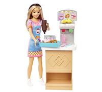 Barbie Toys, Skipper Doll and Snack Bar Playset with Counter, Color-Change Sundae and 8 Additional Accessories, First Jobs, HKD79