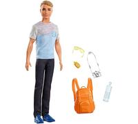 Barbie Travel Ken Doll, Dark Blonde, 5 Accessories Including a Camera and Backpack, 3 to 7 Year Olds, FWV15