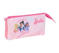BARBIE - Triple Pencil Case, Children's Pencil Case, Ideal for School Children, Comfortable and Versatile, Quality and Resistance, 22 x 3 x 12 cm