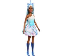 Barbie Unicorn Doll with Blue Fantasy Hair, Ombre Outfit & Themed Accessories Including Headband & Tail, HRR14