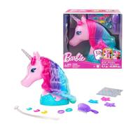 Barbie Unicorn Styling Head, Colorful Mane of Fantasy Hair with Styling Accessories and Shimmer Stickers, JCW52