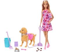 Barbie Walk & Potty Pup Toy Set, Includes Toy Dog that Walks & Goes Potty, Malibu” Doll, Plus Pooper Scooper & Pet Accessories, JJB46