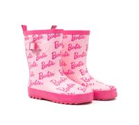 Barbie Girls Pink Waterproof Wellington Boots | Repeated Logo Design for Outdoor Play & Rainy Weather | Classic Kids Footwear Merchandise | Officially Licensed