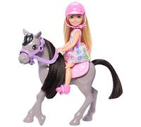 Barbie Chelsea Doll & Horse Toy Set, Includes Helmet Accessory, Doll Bends at Knees to “Ride” Pony