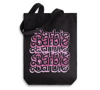 Barbie Womens Black Tote Bag | Repeat Cartoon Print Shoulder Bag | Streetwear Accessory with Character Branding | Unisex Canvas Carryall Merch