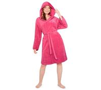 Barbie Womens Fleece Dressing Gown with Hood, Cosy Bathrobe Fluffy Loungewear Robe Nightwear - Gifts for Her (Pink, L)