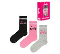 Barbie Womens Pink Character Calf Socks Set of 3 (4-7 UK)