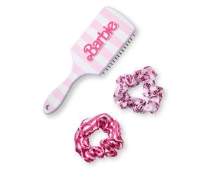 Barbie Women's Retro Stripe Hair Brush & Scrunchie Set | Pink | Officially Licensed Merch Barbie Pink