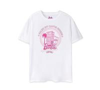Barbie Womens Short Sleeve T-Shirt | Ladies Doll Classic Pink Logo in Black Graphic Tee | Oversized Short-Sleeve Doll Apparel Top | Fashion Movie Daywear Gift for Adults