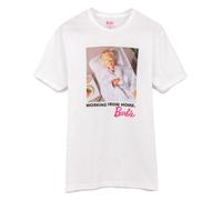 Barbie Womens T-Shirt | White Working from Home Graphic Tee for Ladies | Oversized Short-Sleeve Doll Apparel Top | Funny Pamper Spa Day Lightweight Tshirt | Fashion Movie Daywear Gift for Adults