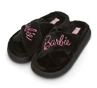 Barbie Womens Slippers Gifts for Women Extra Cozy Fuzzy House Slippers Slip On, Black, M
