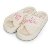 Barbie Womens Slippers Gifts for Women Extra Cozy Fuzzy House Slippers Slip On, Cream, M