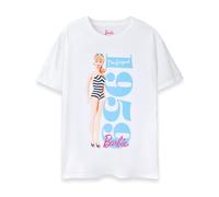 Barbie Womens T-Shirt | Ladies Short Sleeve Graphic Tee in White | The Original 1959 Doll Classic Logo Apparel Top | Adults Short-Sleeve Nostalgic Toy Movie Series Merchandise Gift