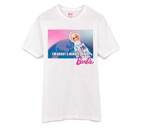 Barbie Womens T-Shirt | White Im About 5 Minutes Away Graphic Tee for Ladies | Oversized Short-Sleeve Doll Apparel Top | Funny Space Lightweight Tshirt | Fashion Movie Daywear Gift for Adults
