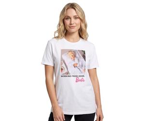 Barbie Womens T-Shirt | White Working from Home Graphic Tee for Ladies | Oversized Short-Sleeve Doll Apparel Top | Funny Pamper Spa Day Lightweight Tshirt | Fashion Movie Daywear Gift for Adults
