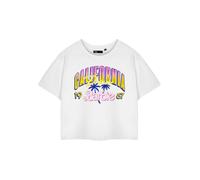 Barbie Womens White California Dream Cropped Short Sleeved T-Shirt - Small