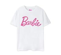 Barbie Womens T-Shirt | Black OR White Option with Pink Classic Logo for Ladies | Retro Short-Sleeved Fashion Top | Graphic Tee with Short Sleeve Doll Movie Merchandise Gift for Adults