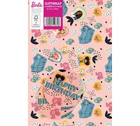 Barbie Birthday Wrapping Paper, 2 Sheets & 2 Tags, Kids Gift Wrap