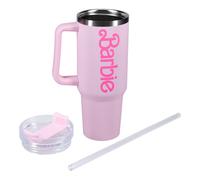 Barbie Official Licensed Pink Logo H2O Bottle, Stainless Steel Vacuum Insulated Tumbler with Lid and Straw for Water, Iced Tea or Coffee | Paladone