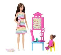 Barbie Teacher Doll with Brunette Fashion Doll, 1 Toddler Doll, & Teaching Accessories
