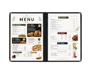 BarBits American Style A4 Menu Holder - 2 Page 4 Sides Facing Heavy Duty Display