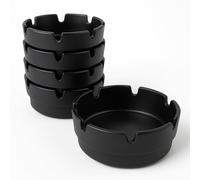BarBits Black Melamine Ashtrays 4" Pack of 10 - Outside Garden Cigarette Bins, Stackable Ash Trays, Plastic Ash Bins
