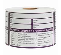 BarBits Large Allergen Food Date Info Labels - Food Allergy Labels for Commercial Kitchens and Catering Outlets - 500 Labels Per Roll