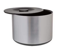 BarBits Round Plastic Ice Bucket & Lid 10 litres - Large Brushed Aluminium Effect Plastic Bucket, Wine Cooler