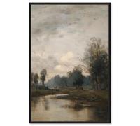 Barbizon Scene Canvas Print Kitchen Wall Decor by Art Remedy, Black Frame, 16 x 24