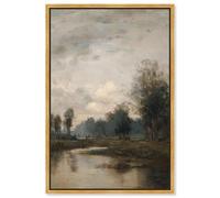 Barbizon Scene Canvas Print Kitchen Wall Decor by Art Remedy, Gold Frame, 10 x 15