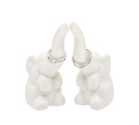 BARBIZON WAGON Elephant Ring Holder for Jewelry, Engagement Ring Display Holder Stand Trinket Trays, Cute White Elephant Lucky Decoration (2 Pack).