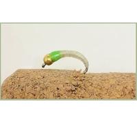 Barbless Gold Bead Green and White Okey Dokey Trout Flies,choice of size and quantity, Best Buzzer flies, Top selling Goldhead Buzzer flies (6, 10)