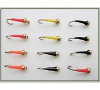 Barbless Gold Head Buzzer trout Flies, 12 Pack Mixed Colour Sight Bob Killers (14)