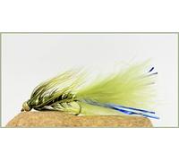 BARBLESS Goldhead Olive Blue Flash Damsel Trout Flies size 10, choose the amount required, Best Lure Flies (6)