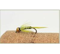 Barbless Goldhead Olive Nymph, Flash Head Trout Flies Choice of size and quantity sinking nymph pattern for fly fishing (12, 10)