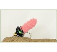 Barbless Mop Flies, Wotsit Flies, Pink, Fritz Collar, size 10, select quantity, Very effective trout flies (12)