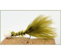 Barbless Olive Booby Trout Flies, Size 10 Booby Flies, Choose quantity, Lure Flies (6)