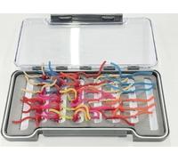 Barbless Squirmy worm trout flies, 36 per boxed set, size 10, mixed colour, good still water flies