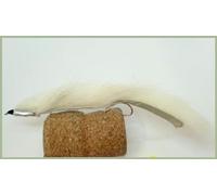 Barbless White Snake Zonker trout flies size 10, choose the amount required, (6)