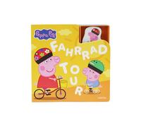 Barbo Toys - Peppa Wutz Buch mit Holzfigur, Hardcover Kinderbuch, Board Book „Auf Radtour“, mit Peppa Pig auf Fahrrad, fantasievolles Spielbuch für Kinder 3-8 Jahre, Deutsch