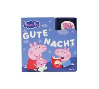 Barbo Toys - Peppa Wutz Buch mit Holzfigur, Hardcover Kinderbuch, Board Book "Good Night", mit Peppa Pig auf Fahrrad, fantasievolles Spielbuch für Kinder 3-8 Jahre, Deutsch