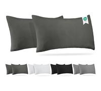 Barbons Cushion Cover 40 x 70 cm, Anthracite, Set of 2 - 165 g/m² Oeko-Tex Certified Pillowcase 100% Jersey Cotton Soft Cushion Covers with Zip (40 x 70 Anthracite)