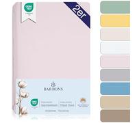 BARBONS Fitted sheets for baby cot, 60 x 120 cm / 70 x 140 - 100% Jersey Cotton, Oeko-Tex Standard 100 certified bed sheet for baby cot, pink, 60 x 120/70 x 140 cm, pack of 2