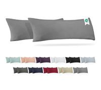 Barbons Side Sleeper Pillow 40 x 145 cm, Cover Set of 2 - 165 g/m² Oeko-Tex Certified Pillowcase 100% Jersey Cotton Cushion Covers Cushion Cover with Zip (40 x 145 - Grey)