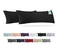 Barbons Side Sleeper Pillow 40 x 145 cm, Cover Set of 2 - 165 g/m² Oeko-Tex Certified Pillowcase 100% Jersey Cotton Cushion Covers Cushion Cover with Zip (40 x 145 - Black)